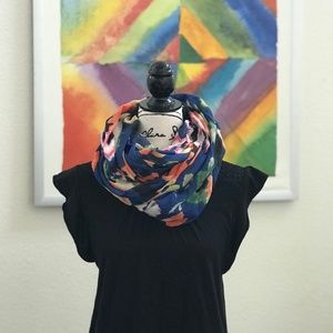 Blue Abstract Floral Infinity Scarf